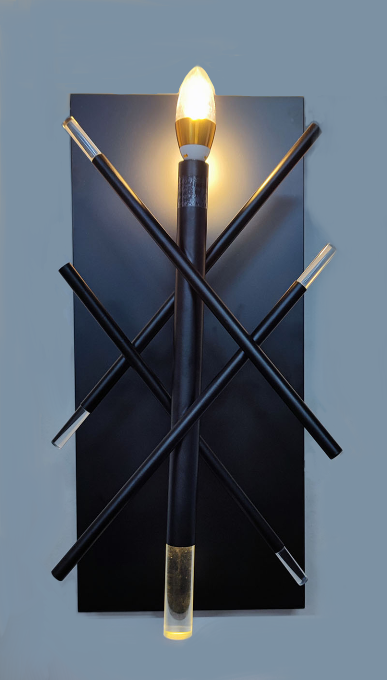 Metal sticks wall sconce